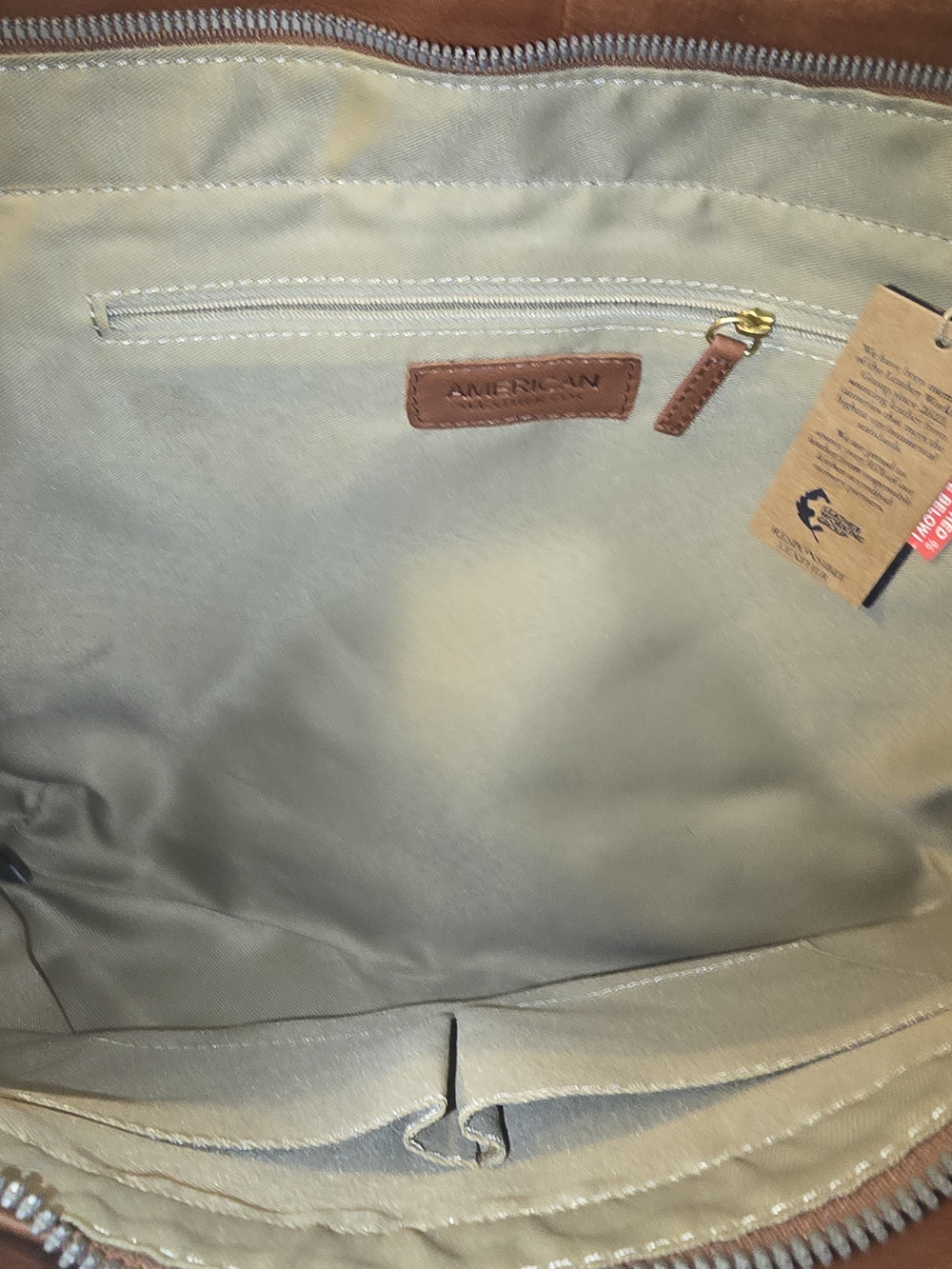 American Leather Co. Canvas & Genuine Leather Zip Tote Bag | New